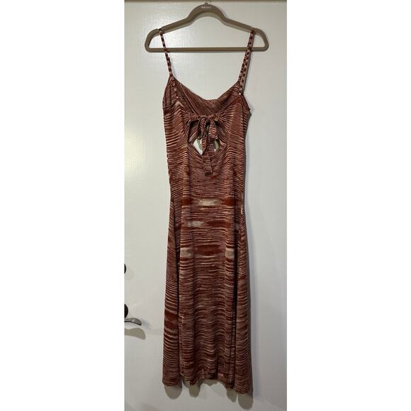 For Love & Lemons Isabella Midi Dress Brown Cream Size Med/Lg (XL) NWT Stretchy - Picture 10 of 16